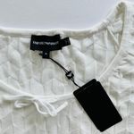 Emporio Armani White Sweater Size Medium Chevron Texture Crewneck Cotton Summer Photo 2