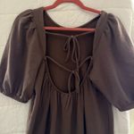 H&M Long brown puff sleeve modest back tie dress fall style midi maxi long dress Photo 4