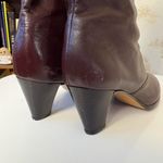 Vintage black cherry red brown leather knee high heeled boots size 9M US Photo 7