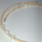 Boho Tan Beaded & White Moon Glow Beads Adjustable Choker Wrap Necklace Photo 3