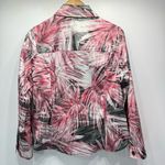 Chico's Chico’s Pink Gray & Ivory Leaves Satin Cotton Blend Button Front Shirt Jacket Photo 9