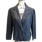 Cynthia Rowley Denim Chambray Blue Jean Blazer Jacket Size XL Polka Dot Preppy Photo 0