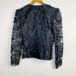 Vintage Patra Black Lace Ribbon Soutache Mesh Fitted Jacket Puff Shoulders Bow 6 Photo 3