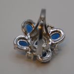 Luxury Geometric Faux Sapphire & Cubic Zirconia Floral Ring Silver Photo 3