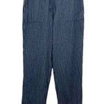 J. Jill Textured Cotton Pants Navy Blue & White Pinstripe Size Medium Coastal Photo 7