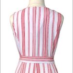 Emma & Michele Women's Jumpsuit V-neck Tie Waist White Red Stripes Size XL Photo 7
