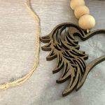 Heart ❤️ and Wings 🪽 Car Hanger!! Hand carved Brown Photo 1