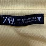 ZARA Women's Yellow Rib Knit Short Ruffle Flutter Sleeve Crop Top Blouse Size S Photo 2