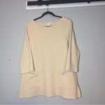 Coldwater Creek  Textured Pullover Sweatshirt Cream Waffle Size XL Patch Pockets Photo 4
