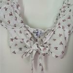Princess Polly white floral tie front crop top size 2 100% cotton Photo 7