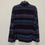 Eddie Bauer Pullover 3/4 Zip Woman 2XL Navy Blue Geo Print Stripe Sweater Fleece Photo 4