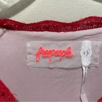 Free People  Cherry Red Long Sleeve Lace Sheer Mini Dress Women’s Size Small NWT Photo 5