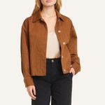 Vince  Utility Jacket Umbra Brown Cotton Linen Workwear Jacket Small Oversized Photo 11