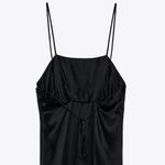 ZARA  MIDI SLIP SATIN DRESS Straight Neck w/ Spaghetti Straps Black Size S NEW Photo 11