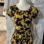 Forever 21  Gold Yellow Black Paisley Short Sleeve Peplum Top- Size Medium Photo 0