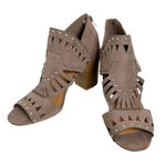 Qupid Boutique faux leather boho laser‎ cut open toe heels 9 Photo 0