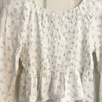 LA Hearts Floral Milkmaid Smocked Crop Top Blouse White M Dainty Feminine Photo 4