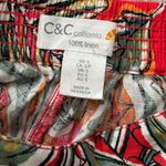 C&C California  Red Tropical Print Linen Pants Photo 3