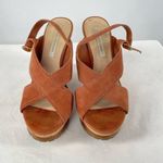 Diane Von Furstenberg ‎ Sylvia Suede Wedge Sandals in Brown Size 8.5 Photo 5