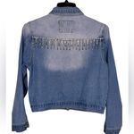 The Style Between Us Denim Fringe Rhinestone Fringe Jean Jacket Size Medium Photo 2