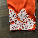 Custom Cropped Wide Leg Pant Womens Sz Medium Orange with White Lace Trim Photo 2