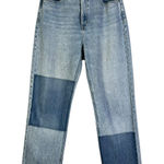 Loft  The 90s Straight Jeans Womens 4 Light Wash Patchwork Raw Hem High Rise 90s Photo 0