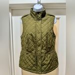 Talbots Olive Green Quilted Vest Women’s Medium | Warm Layering Outerwear Photo 1