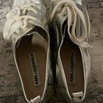 Karl Lagerfeld  Metallic Silver Bali Platform Shoes Size 8.5 US Photo 4