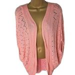 Ny Collection Open Cardigan Lace Back Dolman Short Sleeve Coral S Photo 0