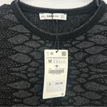 ZARA NWT  Black & Silver Snakeskin/Animal Print Long Sleeve Knitwear Top Size Med Photo 9