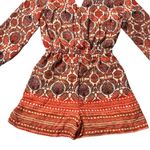 GB Floral/Paisley Print Romper Long Sleeve Drawstring Waist Boho Chic Size Large Photo 8