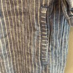 Garnet Hill Garnett Hill European Flax Linen Engineer Stripe Ruffle Blue White Dress 0 Photo 3