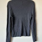 H&M Large Black Ribbed Knit Sweater fall winter crewneck blouse very stretchy Photo 2