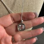 Nice VTG Sterling Silver Marcasite & Quartz Pendant Necklace 16" Photo 2