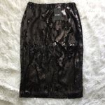 DKNY Women’s Side Slit knee Length sequined pencil skirt in black size 2 Photo 2