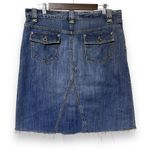 Banana Republic  Y2K Medium Wash Denim Raw‎ Hem & Distressed Jean Skirt Size 10 Photo 2