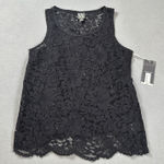 Worthington  Black Lace Sleeveless Tank Top Womens Small Floral Lace Cami NWT Photo 0