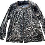 MSK Women’s Gold/Black Sparkle Neck Slinky Western Stretch Top Blouse Size 2XL Black Photo 2