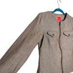 Isaac Mizrahi Brown Linen Blend Zip Front Jacket Blazer Photo 1