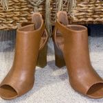 Wild Diva Boutique Neutral Tan Peep Toe Heel Bootie Size 6 Photo 0