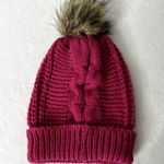 Target Pink Knitted Fuzzy Pom Pom Winter Beanie Hat Photo 2