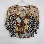 Joie  Button Front Shirt Womens Medium Green White Zebra Print Fairy Layered Photo 12