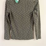 Lands' End Lands’ End Forest Moss/Ivory Geo Paisley Long Sleeve Turtleneck Top Small NEW Photo 6