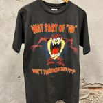 The Vintage Shop Vintage 90s Taz Looney Tunes What Part Of No Black Graphic T-Shirt Adult L Y2K Photo 0