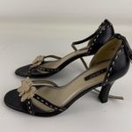 Vintage Fioni Black and Cream Floral Heels Size 8 Photo 3