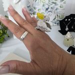 Large Statement Pelican Stretch Ring Rhinestone Covered Yellow Photo 6