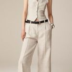 J.Crew  Linen Wide Leg Essential Pleated Tailored Trouser Pants Flax Beige 10 Photo 0