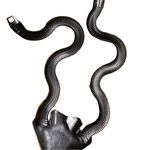 Vintage 80s Bronze Modernist Statement Snake Chain Choker Necklace Brown Photo 10