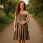 Gap Maternity Womens Brown Strapless Dress Boho Artsy Size S Photo 1