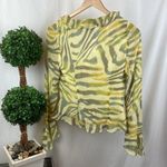 RUNAWAY THE LABEL Runaway Yellow & Gray Long Sleeve Olympia Sivella Print Ruffle Blouse Top NEW S Photo 2